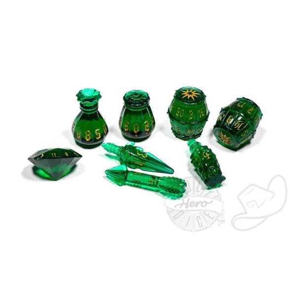 PolyHero Dice: Rogue 8 Dice Set Emerald Emissary