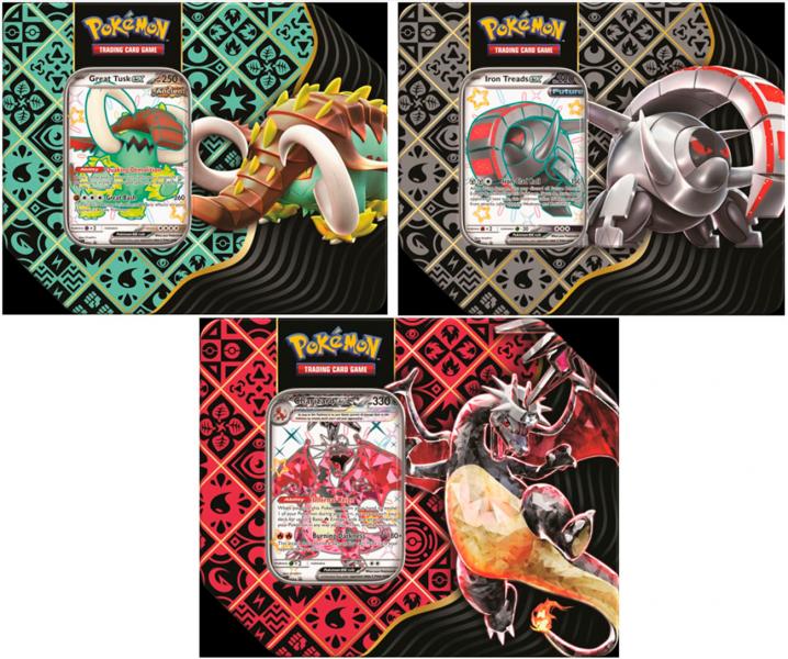 Pokemon TCG: Scarlet & Violet 4.5 Paldean Fates 5-Booster Tin - Great Tusk / Iron Treads / Charizard