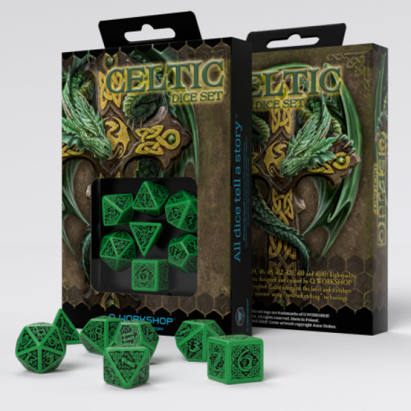 Celtic 3D Revised Green/Black Dice Set