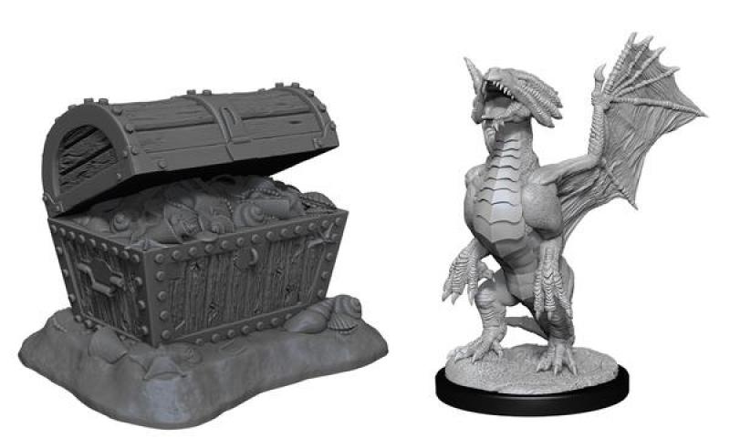 Bronze Dragon Wyrmling&Pile of SeaFound Treasure: D&D Nolzur's Marvelous Miniatures (W13)