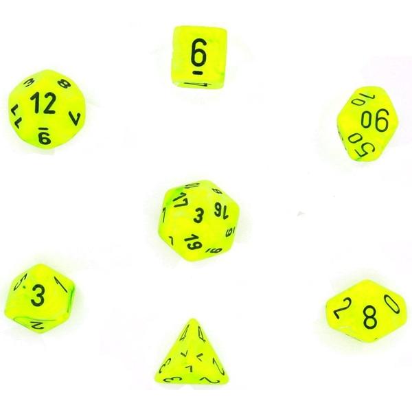 Poly Dice Set (7): Vortex Bright Green/Black