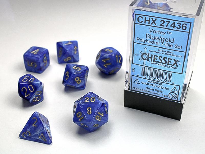 Poly Dice Set (7): Vortex Blue/Gold