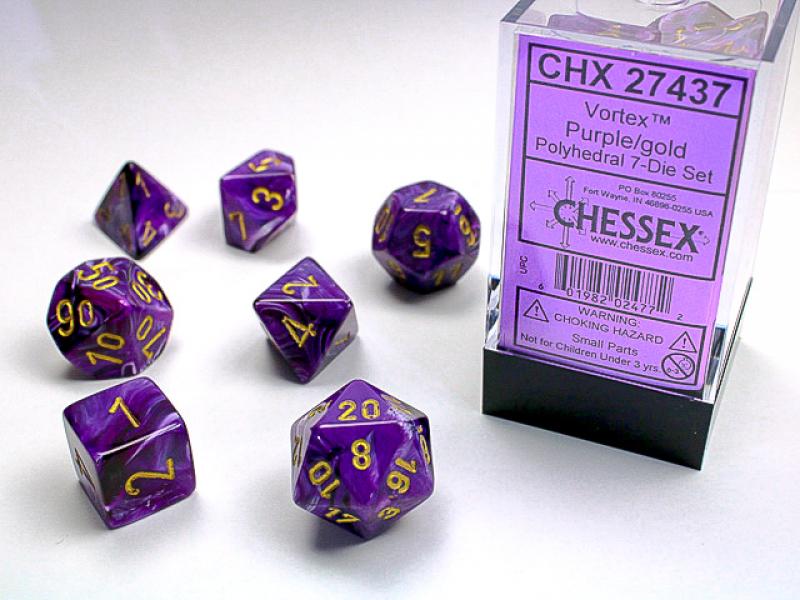 Poly Dice Set (7): Vortex Purple/Gold