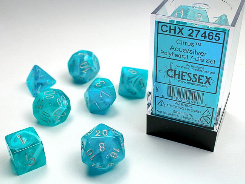 Poly Dice Set (7): Cirrus Aqua/Silver