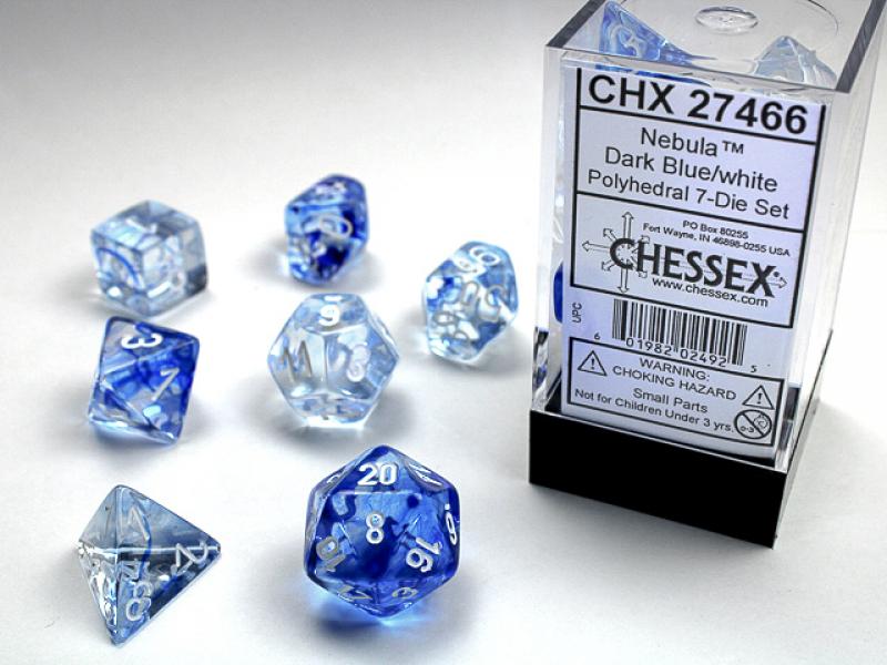 Poly Dice Set (7): Nebula Dark Blue/White