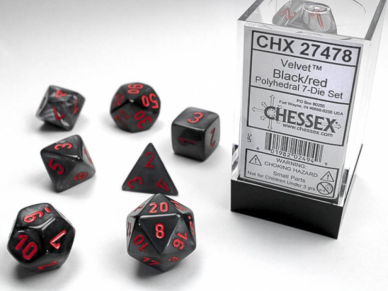 Poly Dice Set (7): Velvet Black/Red