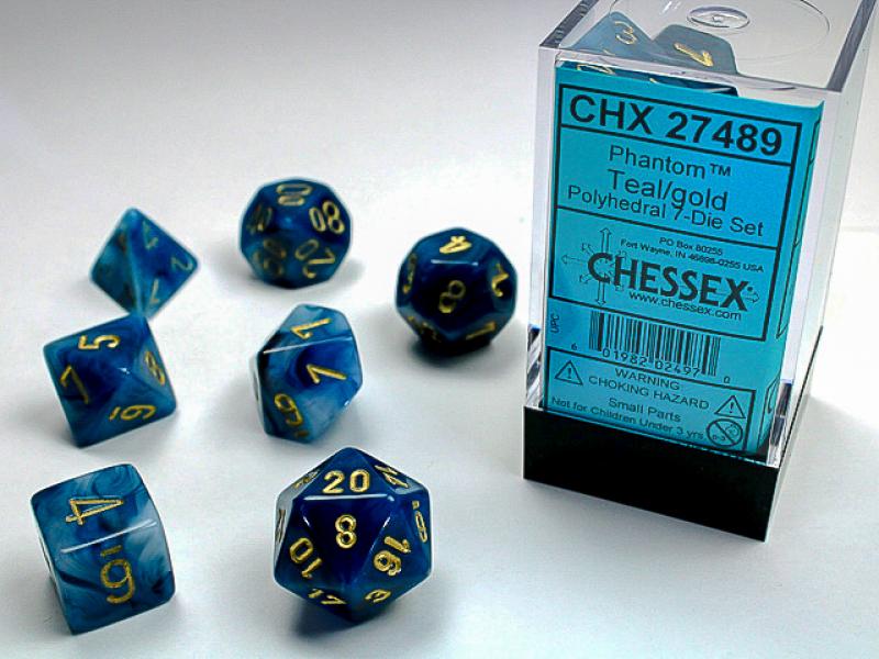 Poly Dice Set (7): Phantom Teal/Gold