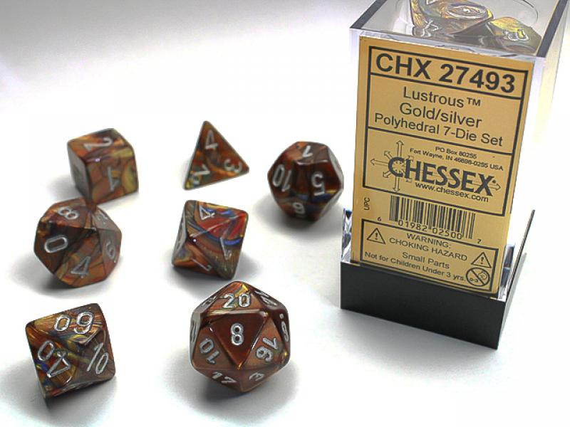 Poly Dice Set (7): Lustrous Gold/Silver