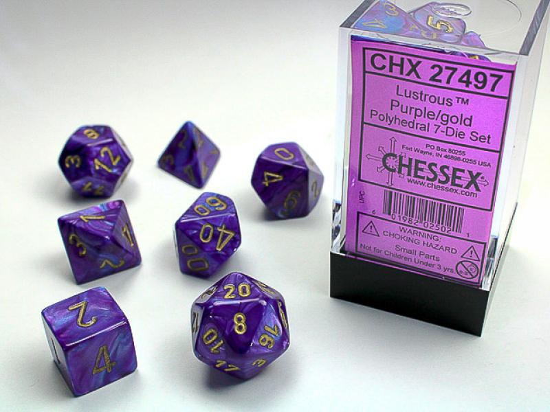 Poly Dice Set (7): Lustrous Purple/Gold