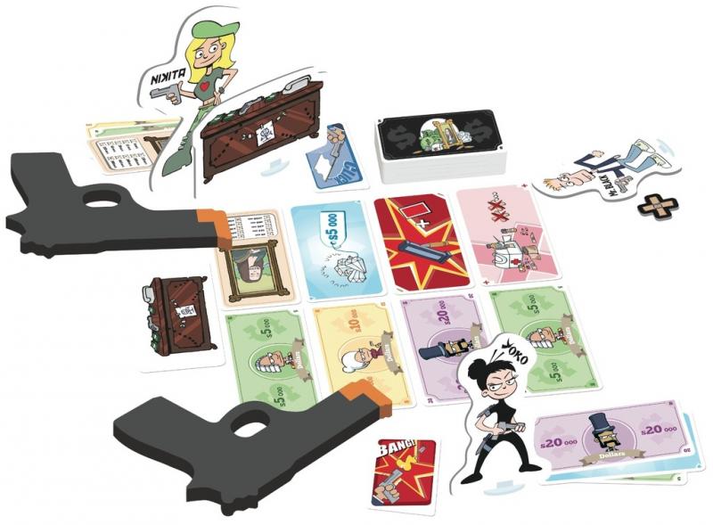 Cash 'N Guns board game components