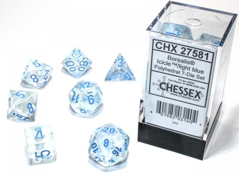 Borealis Polyhedral Icicle/light blue Luminary 7-Die Set