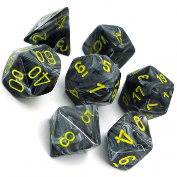 Poly Dice Set (7): Vortex Black/Yellow