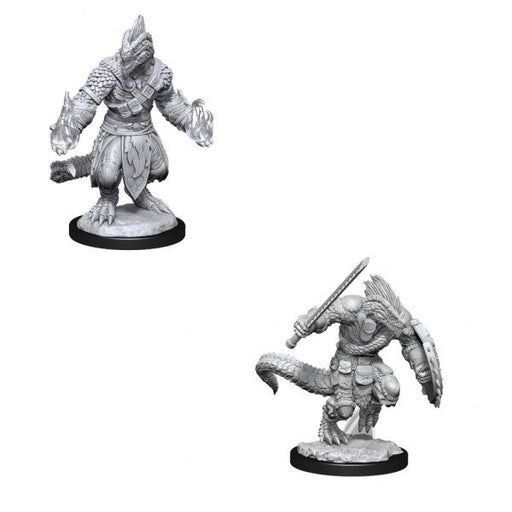 Lizardfolk Barbarian&Lizardfolk Cleric: D&D Nolzur's Marvelous Unpainted Miniatures (W15)