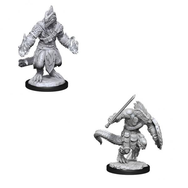 Lizardfolk Barbarian&Lizardfolk Cleric: D&D Nolzur's Marvelous Unpainted Miniatures (W15)