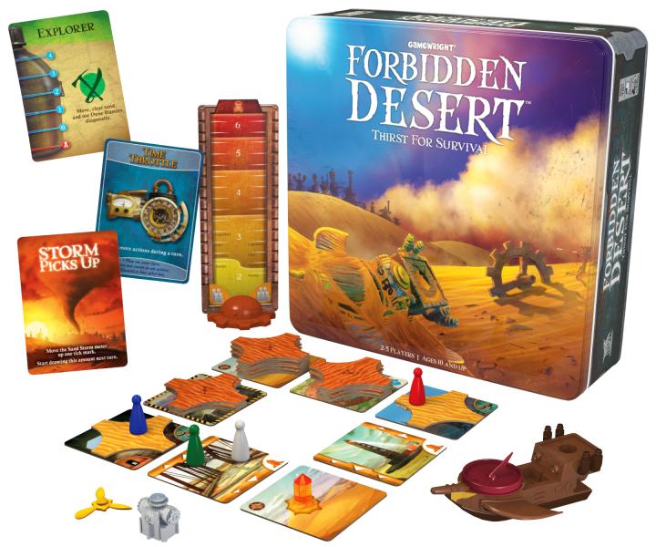 Forbidden Desert board game pieces and components