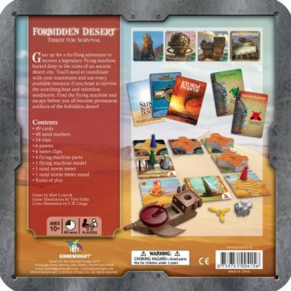 Forbidden Desert board game back of box