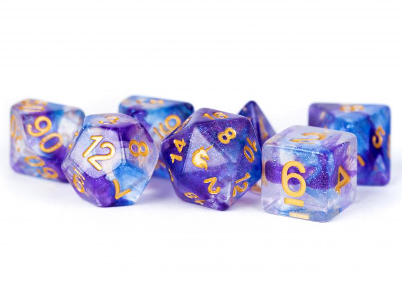 Resin Poly Dice Set: Unicorn Midnight Fantasy