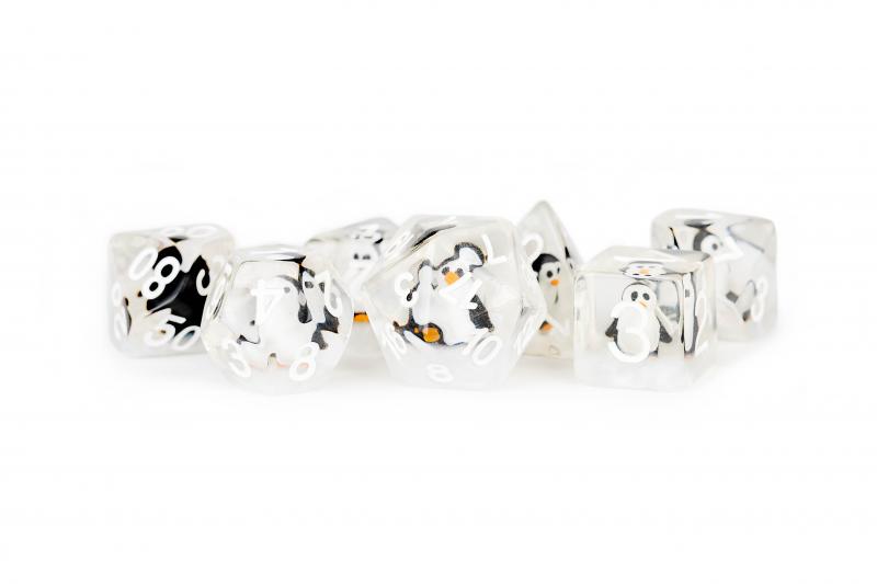 Resin Poly Dice Set: Penguin Dice