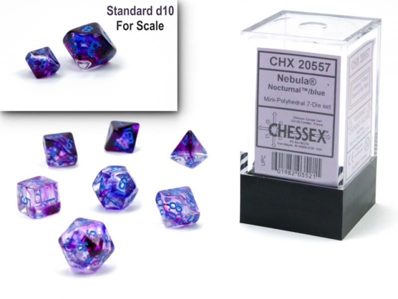 Nebula Mini-Polyhedral Nocturnal/blue Luminary 7-Die Set