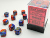 12mm D6 Dice Block (36): Gemini Blue-Red/Gold