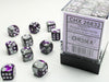 12mm D6 Dice Block (36): Gemini Purple-Steel/White