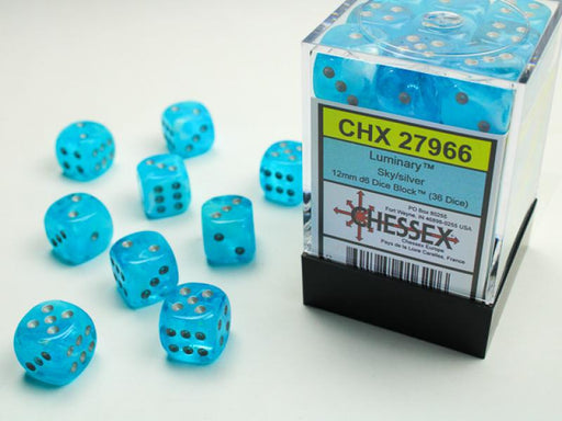 12mm D6 Dice Block (36): Luminary Sky / Silver