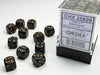 12mm D6 Dice Block (36): Opaque Black/Gold