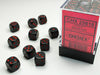 12mm D6 Dice Block (36): Opaque Black/Red