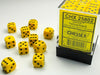 12mm D6 Dice Block (36): Opaque Yellow/Black