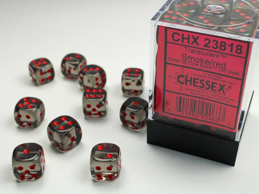 12mm D6 Dice Block (36): Trans. Smoke/Red
