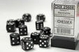 16mm D6 Dice Block (12): Opaque Black/White
