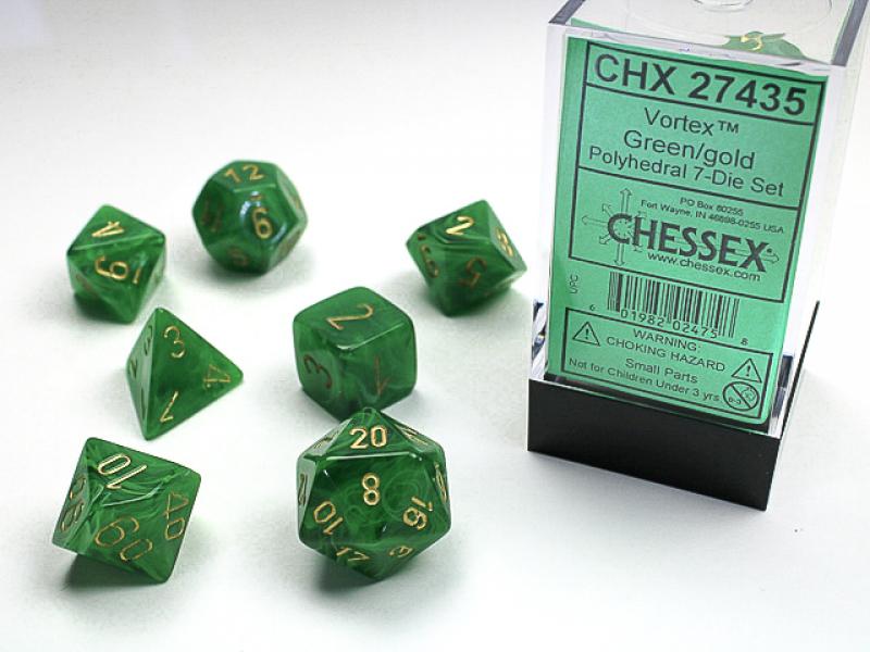Poly Dice Set (7): Vortex Green/Gold