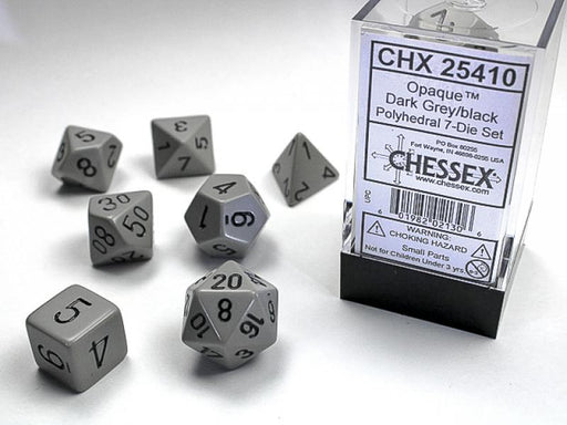 Poly Dice Set (7): Opaque Grey/Black