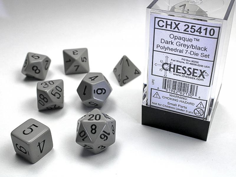 Poly Dice Set (7): Opaque Grey/Black