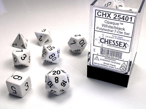 Poly Dice Set (7): Opaque White/Black