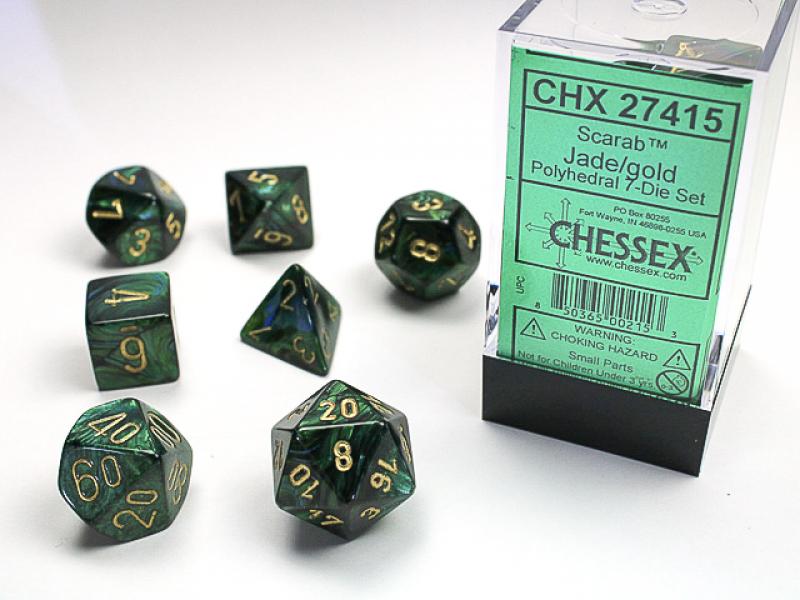 Poly Dice Set (7): Scarab Jade/Gold