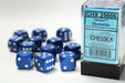 16mm D6 Dice Block (12): Opaque Blue/White