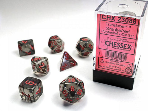 Poly Dice Set (7): Translucent Smoke/Red