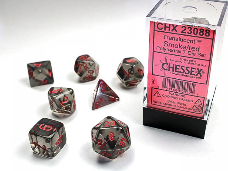 Poly Dice Set (7): Translucent Smoke/Red