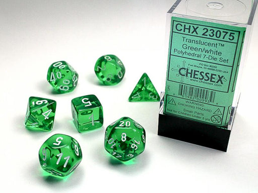 Poly Dice Set (7): Translucent Green/White
