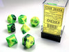 Poly Dice Set (7): Gemini Green-Yellow/Silver