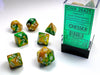 Poly Dice Set (7): Gemini Gold-Green/White