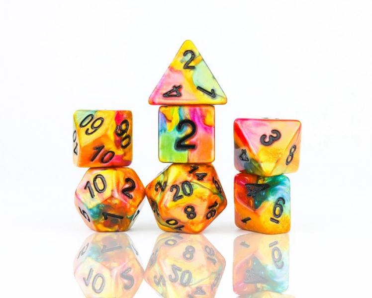 Rainbow Gold Polyhedral Dice Set - Sirius Dice