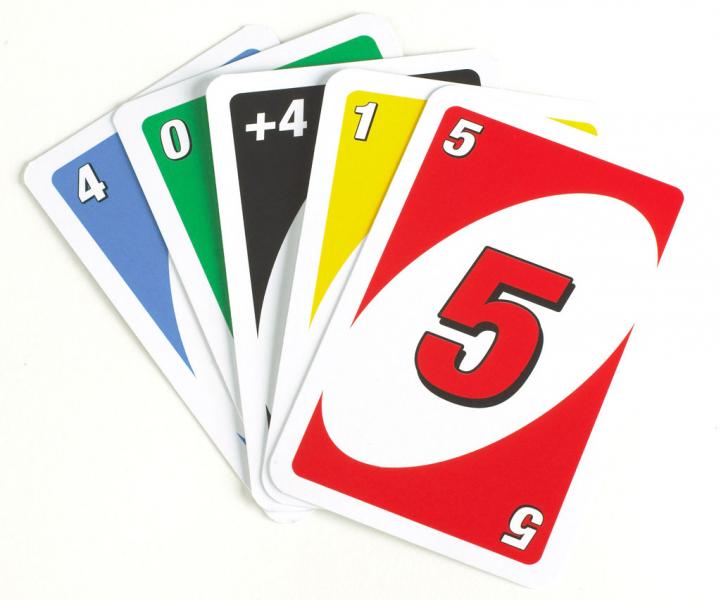 UNO card game, a hand of cards