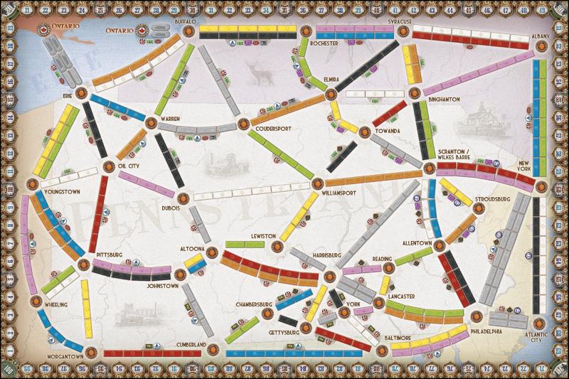Ticket to Ride: United Kingdom Pennsylvania map
