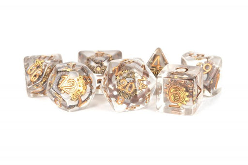 Resin Poly Dice Set: Gear Dice