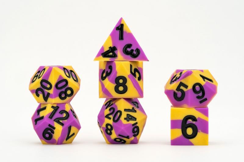 16mm Pride Sharp Edge Silicone Rubber Poly Dice Set - Intersex: Gaymers Pride: FanRoll