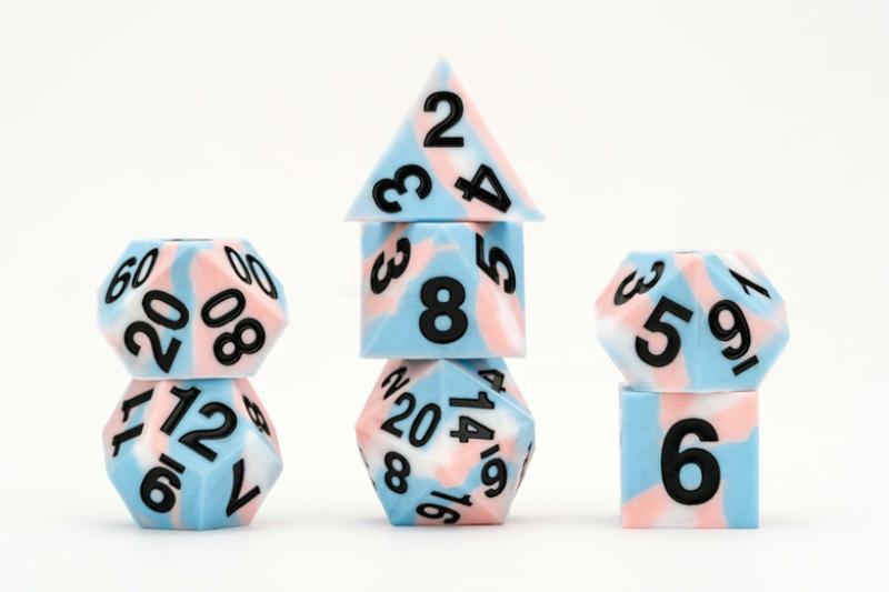 16mm Pride Sharp Edge Silicone Rubber Poly Dice Set - Transgender: Gaymers Pride: FanRoll