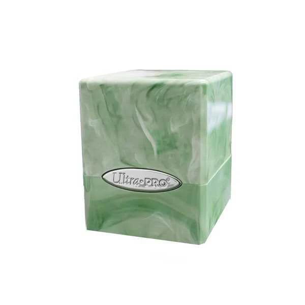 Marble Satin Cube - Lime Green / White