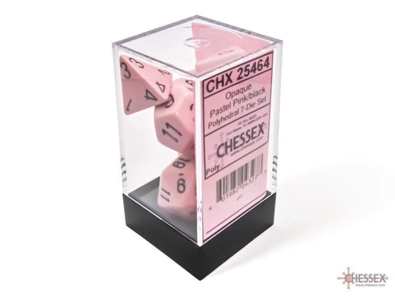 Opaque Polyhedral Pastel Pink/black 7-Die Set [ Pre-order ]